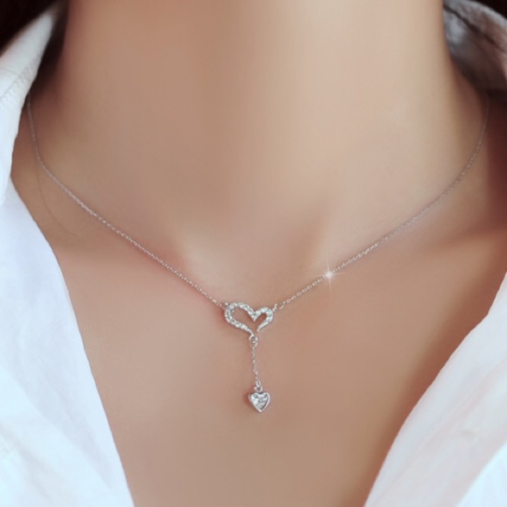 🌕Heart silver necklace